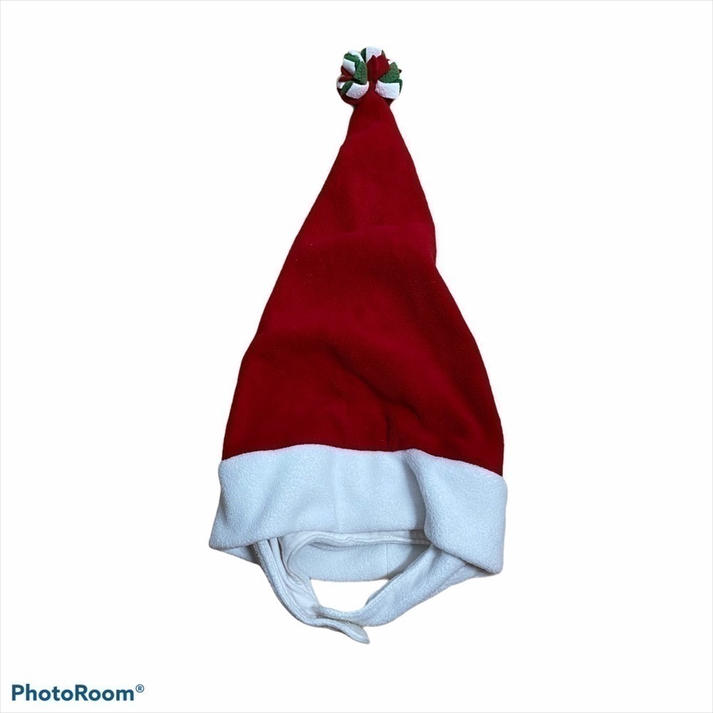Fleece Christmas Holiday Hat Red White Tassel Baby
